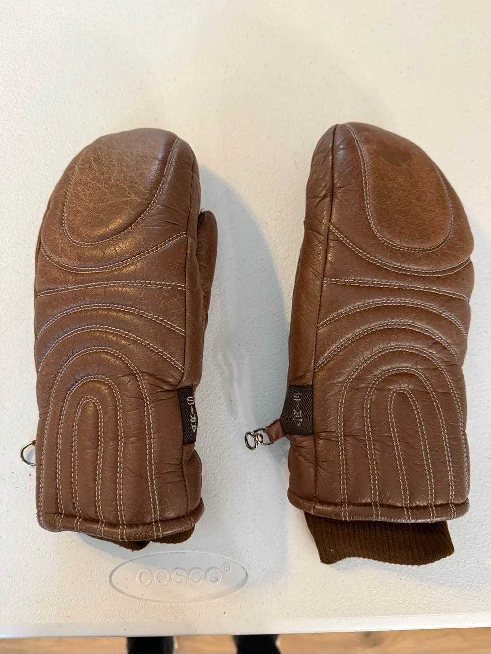 Vintage Aris Ski Gloves Soft Leather Mittens Womens small Outdoor Winter Brown